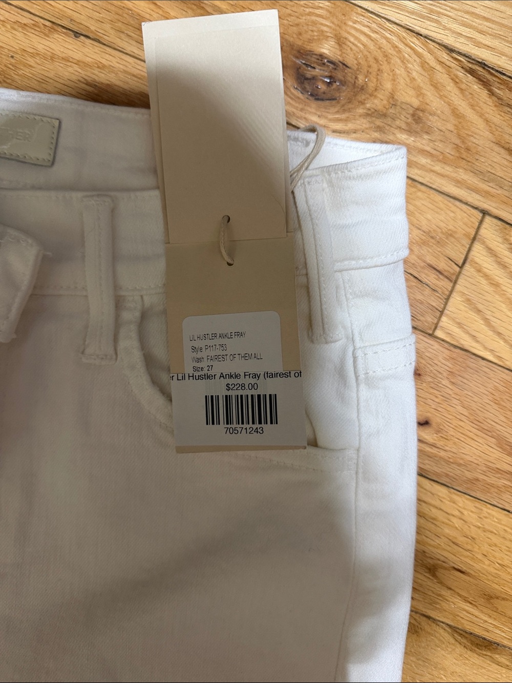 MOTHER White Flare Jeans with Frayed Hem - Picture 2 of 5